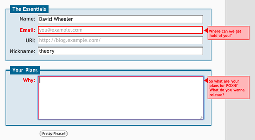 Incomplete PGXN Request Form