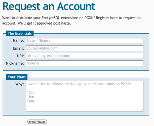 Request PGXN Account